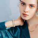 fastgo Beaded Bracelet Band Compatible with Apple Watch Band 44mm/45mm/42mm/49mm Women(Rose Gold)