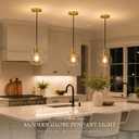 KoKo&Yukina 8" Globe Pendant Light 2 Pack Pendant Lights Kitchen Island Gold Clear Glass Pendant Lights Height Adjustable Mid Century Modern Light Fixture for Dining Room Bedroom Foyer Bulbs Incl.