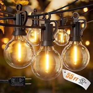 Outdoor String Lights, 55(50+5) FT 25 Bulbs IP65 Waterproof Patio Lights