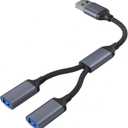 USB Splitter Cable 1 in 2 Out 1FT, USB Male to Dual Female Extension Cord, Double USBA Port Hub Data+Charger Split Adapter for Laptop,PC/Computer,Xbox/PS4/PS5 Game Controller,Keyboard/Mouse Grey
