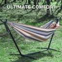 PNAEUT Double Hammocks with Stand for Outside, Portable Space Saving Heavy-Duty Steel Frame for Indoor Outdoor Patio Yard, Easy Assembly, 2 Person 450 lbs Capacity (Coffee)