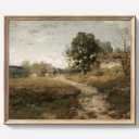 Framed Canvas Wall Art Vintage Decor, Vintage Painting Wall Art Prints, Landscape Wall Art for Living Room Decor Bedroom Home Bathroom Wall Decor (Solitude in the Countryside)