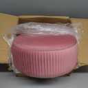 Redlife Vanity Stool with Storage, Round Makeup Vanity Stool with 4 Gold Legs Small Velvet Make Up Chair Multifunctional Storage Ottoman Stools for Makeup Room Bedroom (Pink)