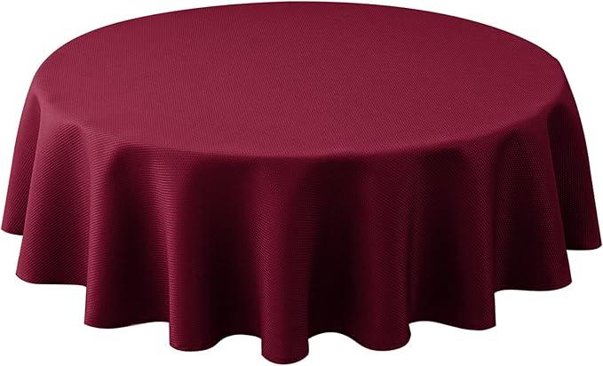 4 Pack Textured Fabric Round Tablecloths 60", Red Water Resistant Tableclothes Small Circle Folding Table Covers Linen for Dining, Kitchen, Wedding, Parties etc Machine Washable