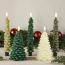 Nuanchu 5 PCS Flameless Christmas Tree Candles - Christmas Tree Shaped Taper Candles Decorative & Xmas LED Candlesticks Battery Operated for Holiday Celebration Decorations