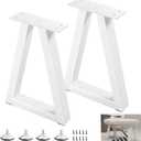 16 Inch Metal Table Legs, Trapezoid Bench Legs Coffee & Side Table Feets for DIY Furniture Office Desk Chair Stool Feets, Set of 2 (H16 x W10.8,White)