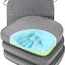 SUNROX Gel Memory Foam Chair Cushion with Ties, Ultra Durable Water Resistant FadeShield Outdoor/Indoor Reversible Chair Seat Cushion 17 x 16 inch Set of 4, Heather Charcoal