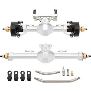 MEUS RACING SCX24 Axles Isokinetic 3-Section CVD 52 Max. Steering Angle +5mm Widened SCX24 Upgrades for Axial SCX24 Deadbolt C10 JLU Gladiator Bronco 1/24 RC Crawler (Front and Rear - Silver)
