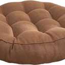 Floor Pillows Cushions 16" Round Chair Cushion Circle Stool Cushion Garden Patio Home Kitchen Office Seat Cushion for Yoga Living Room Sofa Balcony (Khaki)