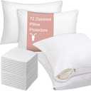 Shimeyao 8 Pcs 20 x 30 Inch Zippered Pillow Protectors Bulk, Standard Size Bedding Pillow Cases, Soft Breathable Cotton Sateen Dust Protection Covers White Protectors for Home Hotel Rental