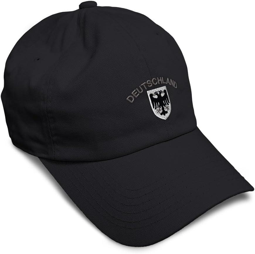 Soft Baseball Hat Embroidered Dad Hat Deutschland Black German Eagle Embroidery Men & Ladies Baseball Cap (One Size, Black Design Only)
