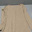 GCZREN Women Sexy Deep V Neck Button Front Knit Mini Dress Elegant Long Sleeve Ribbed Flowy Hem A-Line Short Dresses(L,Apricot)