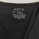 Apt. 9 Cocktail Midi Dress - Wrap V-Neck Short Sleeve: Black Solid Dresses - Women's Size Medium,