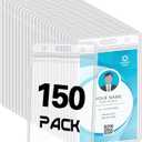 150 Pack Vertical ID Badge Holders Clear Plastic Waterproof Card Holder Resealable for Office Worker Teacher Nurse