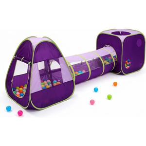 3-in-1 Pop Up Play Tent Set with Tunnel and Ball Pit | Indoor Outdoor Playhouse for Ages 3+