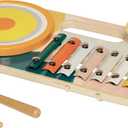Manhattan Toy Beats to Go Wooden Toddler and Preschool Musical Learning Toy Xylophone, Drum, Cymbal and Washboard