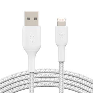 Belkin BoostCharge Braided Lightning Cable - 6.6ft/2M - MFi Certified Apple iPhone Charger USB to Lightning Cable 6ft - iPhone Cable - iPhone Charger Cable - Apple Charger - USB Phone Charger - White (White)