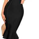 meilun Bandage Dress Women's Sexy V Suspenders Slim Temperament Package Hip Evening Dresses (Small)