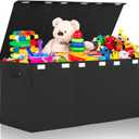 Extra Large Toy Box 167L, Sturdy Toy Storage Chest Organizer Bin Baskets with 2 Removable Divider for Boys, Girls, Kids, Nursery, Bedroom, Playroom, 35.5"x17" x17" (Linen Black)