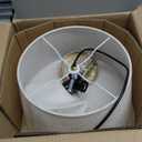 Cone-Shaped Semi Flush Mount Modern Ceiling Light Fixture, 3-Light Drum Lamp with Gold Brass Finish and Beige Fabric Shade for Bedroom, Kitchen, Dining Room, Hallway, Entryway, and Foyer