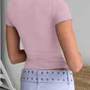 Dwnval Womens Classic Short Sleeve Summer TOS Crew Neck Slim Fit Crop T Shirt (Pink, M)
