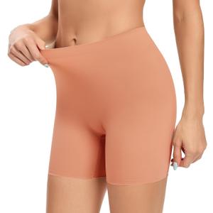 Seamless Slip Shorts for Women Under Dress Shaping Boyshorts Panties Tummy Control Shapewear (Medium, #764 Brown(slip))