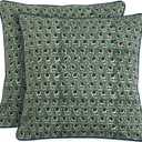 Ridhi Basil Green Block Print Cotton Canvas Throw Pillow Covers for Decorative Couch Pillows for Living Room, Chic Boho Cute Outdoor Valentine Pillows Covers Gifts 20x20 Inches