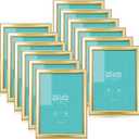 LaVie Home 5x7 Picture Frames (12 Pack, Gold) Simple Designed Photo Frame with High Definition Glass for Wall Mount & Table Top Display, Set of 12 Classic Collection, Gold and Silver