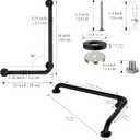 Matte Black Angled Grab Bar 16x24 Inch, iHansee Bathroom Safety Bar w/Anti-Slip Knurled Grip, Wall Mount L Shaped Shower Handle for Elderly Senior Handicap, Toilet Bathtub Balance Support Handrail