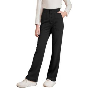 blibean Tween Girls Straight Pants School Uniform Stretchy Leggings Size 8-9 Years