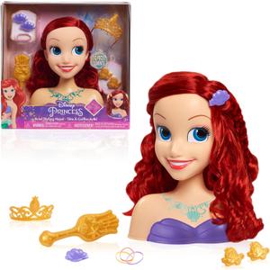 Disney Princess Ariel Styling Head, Red Hair, 10 Piece Pretend Play Set, The Little Mermaid, Officially Licensed Kids Toys for Ages 3 Up by Just Play