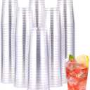 JOLLY CHEF 10 oz Clear Disposable Plastic Cups 200 Pack, Clear Plastic Cups Tumblers, Heavy duty Party Glasses, Disposable Cups for Wedding, Thanksgiving, Christmas Party