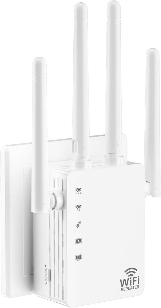 1200Mbps Dual Band (5GHz/2.4GHz) WiFi Extender Signal Booster 360 12,880 Sq.ft Coverage, WiFi Extender for 105-Device Support, 1-Tap Setup and One Ethernet Port
