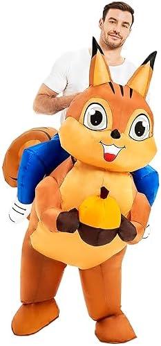 JUROSAICA Thanksgiving Inflatable Squirrel Costume Adult Funny Ride On Blow Up Animal Suit Halloween Costume Christmas Gift For Men Women