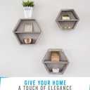 Comfify Rustic Wall Mounted Hexagonal Floating Shelves Set of 3 Honeycomb Shelves - Farmhouse Decor Honeycomb Wall Decor - Rustic White