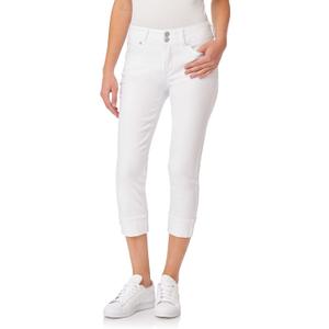 WallFlower Luscious Curvy 23.5 Mid-Rise Cropped Jeans for Women, Insta Stretch Denim Juniors Jeans (11, White)
