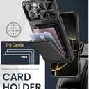 SSLOTSCASE for iPhone 16 Pro Max Case with Card Holder & Kickstand & Slide Camera Lens Cover, Silicone Edge Protection Rugged Heavy Duty Phone Case Cover for iPhone 16 Pro Max 6.9'' 2024, Black