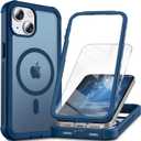 Magnetic for iPhone 15 Case,[Screen Protector] [Compatible with MagSafe][Military Grade Drop Protection][Heavy Duty Protection][Shockproof] 2-Layer Durable Bumper Phone Case 6.1"-Blue