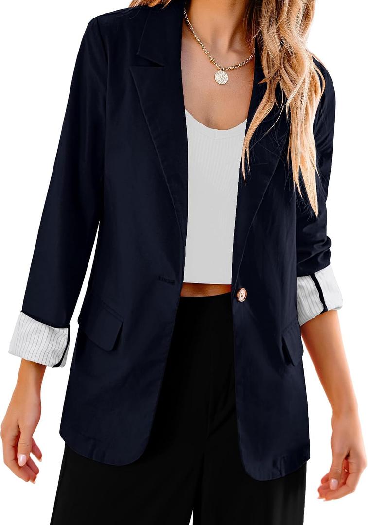 luvamia Blazers for Women Business Casual Dressy Work Fashion Lightweight Spring Summer Linen Unlined 2025 Suit Jackets, M