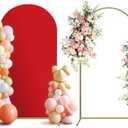 Holldoor Arch Backdrop Stand and Cover Set, Metal Balloon Arch Backdrop 7.2ft, Gold Arched Stand Frame for Wedding, Parties,Birthday, Backdrop Decorations (Red,7.2ft)
