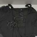 hlysgo Women's Gothic Punk Dress Cold Shoulder Butterfly Sleeve Lace-up Corset Dress Chiffon High Low Swing Party Dress (Black)