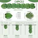 4Pcs Artificial Palm Leaves Table Runners 72 + Inches Long, Table Runner Faux Palm Leaf with 24 Willow and 24 Monstera Leaves, Green Runners for Tables for Hawaiian Jungle Summer Party Decor