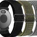 Elastic Bands for Garmin Forerunner 55/165/645/245 Music Watch Band, Garmin Vivoactive 6/5/3 Bands, 20mm Nylon Sport Wristband for Garmin Venu/Sq/Sq 2/Vivomove HR/Sport Men Women 3Pack (Wave Black+Green+Gray)