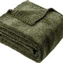 BATTILO HOME Olive Green Chenille Throw Blanket for Couch, Cozy Knit Throw Blanket for Bed Sofa Outdoor, Super Soft Warm Green Blankets Chenille Blankets for Home Decor, 51"x67"