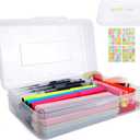 3 x Clear Large Pencil Case Hard Plastic Pencil Box Office Supplies Storage Container Organizer Boxes for Girls Boys Big Capacity 1 Pack for Journaling Stationery Sticker Craft Hobby Art Supplies Medium