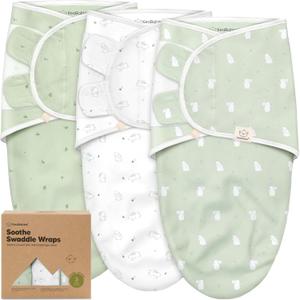 3-Pack Organic Baby Swaddle Sleep Sacks - Swaddles for Newborns, Infant 0-3 Months, Baby Girls, Boys, Soft & Snug Newborn Sleep Sack, Nursery Swaddling Blankets (Bunnies, OS)