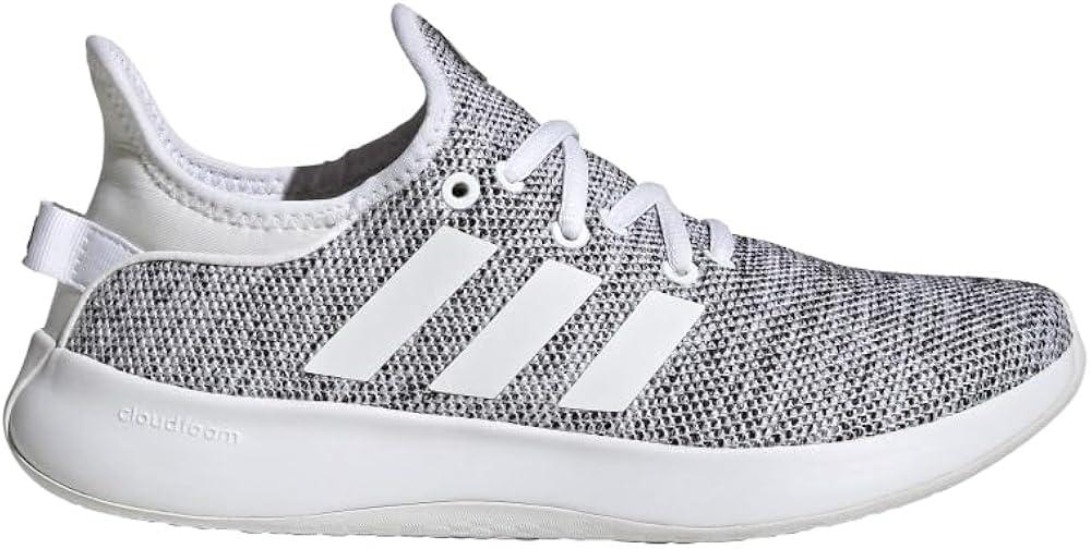adidas Women's Cloudfoam Pure Sportswear Sneakers (10, White/White/Black)