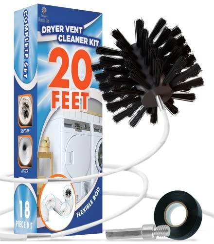 The Professional Dryer Vent Cleaner Kit -(15-Feet) Innovative Lint Remover Reusable Strong Nylon| Flexible Lint Brush with Drill Attachment for Faster Cleaning