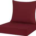Outdoor Chair Cushions 22x22, Patio Furniture Cushions with Removable Cover, Outdoor Deep Seat Cushion Set with Ties and Handle, Waterproof Outdoor Cushions for Chair Sofa Couch, Burgundy