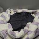 LE SURE Donut Medium Dog Bed - Round Cat Beds for Indoor Cats Calming Bed Present for Pets, Cute Modern Beds with Jacquard Shaggy Plush & Anti Slip Bottom, 30 Inch, Purple (Lavender Checks)